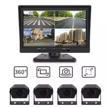 가성비 대형 트럭 화물차 4채널 블랙박스 모니터 1080P 12V 24V 포터 탑차 대형차, 10인치+32G 카드 1080P HD