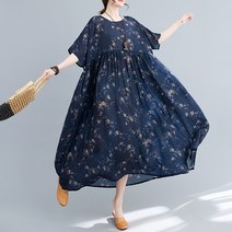 ANYOU 여름 린넨원피스 빅사이즈 반팔 원피스 롱원피스 원피스