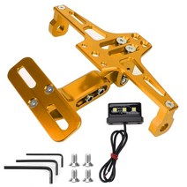 번호판확장브라켓 오토바이번호판확장브라켓 바이크번호판브라켓 번호판다이 오타바이브라켓 번호판연장 led 라이트 cnc 알루미늄 조절 가능한 모토 액세서리가있는 오토바이 라이센스 턴, 금, 1개