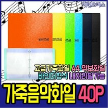 도리미 고품격 음악화일 40P 가죽 고급 악보화일 파일 바인더 A4, 노랑(Yellow)