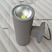 정원 집 홈 벽 장식 야외 조명 20W 10W 램프 업 다운 베란다 IP65 65mm 90mm, gray up down 20W, warm white 3000K