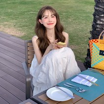 휴가룩 커플바캉스룩 비치드레스 여름옷 휴양지원피스 휴양지쇼핑몰 휴가커플룩 화이트비치 비치 원피스 해변 나시, L, 흰색