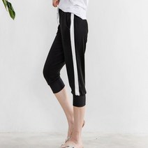 옆라인 포인트 홈웨어 밴딩 신축 운동 여성 반바지