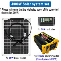 4000W 6000W 전원 인버터 12V ~ 110/220V 50W 태양 전지 패널 60A 컨트롤러 비상 태양 광 발전기 배터리 충, 01 4000W set_02 12V to 220V
