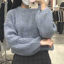 [정연]초슈크 벌룬 소매 라운드 니트