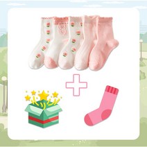 제이셀 SS150 유아여아아동 핑크리본과꽃 아동양말 5켤레 세트 + 랜덤 1켤레