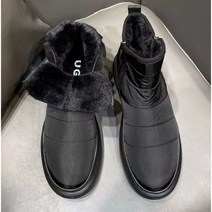 오토바이부츠 오토바이신발 남성용 스노우 부츠 겨울 상의 플리스와 두꺼운 짧은 플러시 편안한 내마모성 다운 천 순수한 컬러 신발