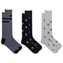 Chaps 남성용 캐주얼 패션 쿠션 크루 양말-3켤레 팩-신축성 있는 혼방 클래식 디자인 스트라이프 및 로렐 (블루) 489398, Football_6-12