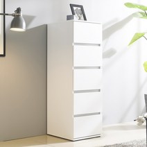 브랜디하우스 광폭 데일리 5단 틈새서랍장 400, 줄무늬화이트