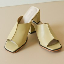 비앙슈 튤립 발등 절개라인 미들힐 뮬 슬리퍼힐 (굽높이 2종)