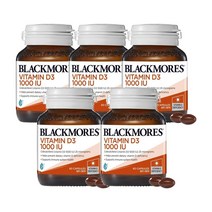Blackmores 블랙모어스 비타민d3 1000IU 본 헬스 면역 Vitamin D3 1000IU Bone Health Immunity 60정, 5개