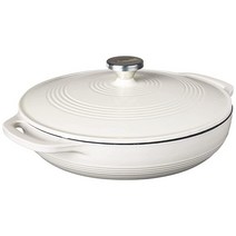 Lodge 에나멜 캐서롤 주물 냄비 3.4L 오이스터 화이트 스틸 손잡이 및 루프 핸들, Oyster White_Iron Casserole