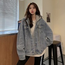 여성 데님 후드집업 박시 긴팔 데님 빈티지 청자켓