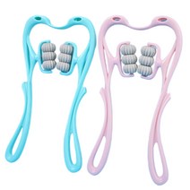 셀프 목마사지기 뒷목안마기 6롤러 지압 목마사지 종아리 목 어깨 승모근 안마, 01. 블루, 1개