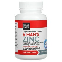 VIBRANT HEALTH A MANS ZINC 베지 캡슐 60정, 단색, 한 사이즈