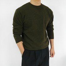 로니제이 남자 가을 겨울 부드러운 스판 무지 라운드 니트