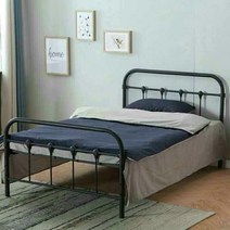 케이로 유럽스타일 블랙 화이트철제 침대프레임 심플한 철제 싱글 침대 프레임 원룸 호텔 싱글침대, 150 x 200 + 20CM 암호화 시몬스