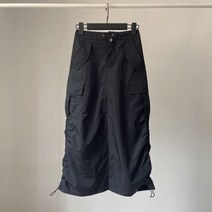 유럽 아메리카 스타일 배기 드로스트링 스플릿 다목적 기질 레크리에이션 미디엄 롱 카고 스커트 여성용 카고 스커트