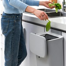 주방 싱크대 문걸이 냄새차단 뚜껑 휴지통 가정용 잔반수거 음쓰 식당용, 화이트