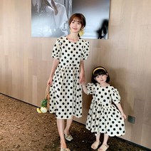 모녀원피스 엄마랑딸커플룩 토트퍼프슬리브드레스