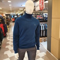 루이까스텔 가을 남성 골프 전판 솔리드 울 목폴라 니트 스웨터 3MCSW096 블루 루이777