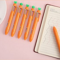 당근 6색 펜 볼펜 [귀여운 멀티펜 0.7mm 예쁜 중성 PEN 선물 판촉 홍보용 학용품], 단품