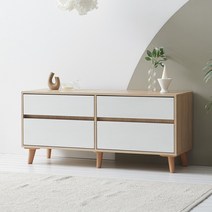 [★1만원 추가할인중!]장인가구 헤렌 원룸 미니 TV 수납 거실장 1200 4서랍, 아카시아화이트