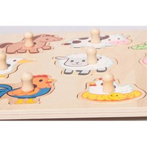 꼭지퍼즐 농장 원목퍼즐 쉬운 영유아 돌봄교실 첫퍼즐 정밀조립 교구용 성취감 엄마표, 1개