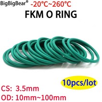 10pcs CS3.5mm OD 10 ~ 100mm 녹색 FKM 불소 고무 O 링 씰링 가스켓 절연 오일 고온 저항, OD 21mm_Green_3.5mm