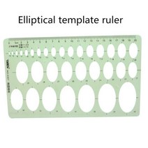 멀티 모양의 플라스틱 눈금자 그림 그리기 템플릿 타원형 기하학적 곡선 패턴 문구 사무 용품, 1 Pcs green 10