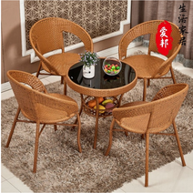 야외 야외용 테라스 베란다 카페 티 테이블 정원 옥상 홈포차 라탄 쇼파 의자 세트, I