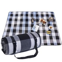 [피크닉코] 패브릭 감성 피크닉 매트 방수 돗자리 캠핑 용품 대형 체크 일체형, 4 모던 블랙