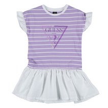 게스키즈 프릴 반반 바이올렛 줄스트라이프 얇은 원피스 G25KCO030N6