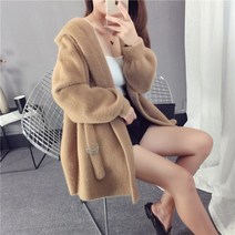 SAMARA 겨울 여성 양모모직 후드하프코트