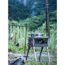 연통없는난로 펠렛난로 펠릿 야외용 캠핑용 캠핑화목난로 티타늄 차박 불멍, 양면 방화창 버전 캠핑스토브(마운틴+캠프)