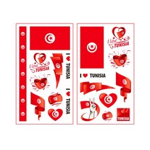 축구공 국기 문신 스티커 방수 임시 카타르 축구 팬 파티 일회용 가방 플래그 로고, [25] Tunisia, 1개