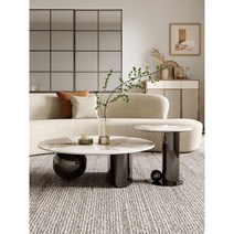 대리석 스타일 테이블 접이식 쇼파 거실 소파 탁자 심플 모던 원형 이탈리안 미니멀, 골드 90CM