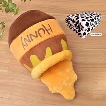 꿀단지집 고양이 강아지 집 하우스, 【부드러운 토끼털】브라운+담요+피쉬토이 (담요스타일 랜, L-(11kg안고양이/18kg안개)