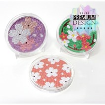 수재샵 [코스터 세트] 벚꽃코스터 6종 택1 (라운드 3D 가로 10cm 세로 10cm) 보석십자수, 벚꽃코스터 3