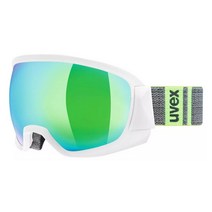 우벡스 고글 스노우보드 스키 UVEX Contest FM Ski/Snowboard Goggles, WhiteMatM50/FMGreen-Clear