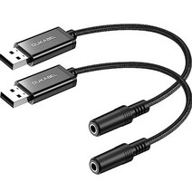 DUKABEL USB 35mm 잭 오디오 어댑터 Aux 케이블TRRS 4극 마이크 지원 헤드폰 AUX 내장 칩 PC PS4 PS5 이상용 외부 사운드 카드 98인치, 9.9인치 / 2팩