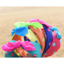 오너클랜 네온 도트 리본 반다나 레트로 헤어밴드 5Colors