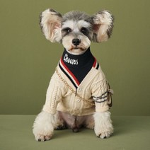 유앤펫 강아지옷 꽈배기 니트 가디건, 아이보리