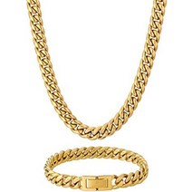 krkcampco 남성용 키헤이 체인 목걸이 및 팔찌 0.3인치(8mm) 4면 컷 힙합