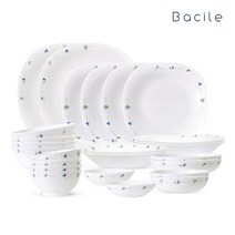 유럽 수입 무흡수 바칠레 카모마일 홈세트 4인 24P 그릇세트 식기세트 화이트, 8종