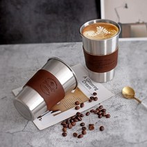 RON 50 스텐텀블러 보온보냉텀블러 보온물통 텀블러 판촉물 아이스 리유저블 가죽 컵홀더 레터링, 체리