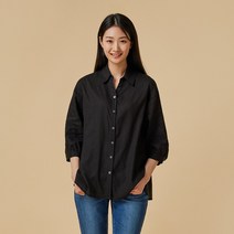 [JAJU/자주] 여 리넨 오픈 카라 셔츠_블랙