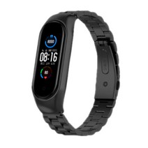 유쾌한컴퍼니 샤오미 미밴드 5/6 호환 스틸 버클 스트랩, 블랙(10006)