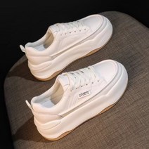 GCL 여자 화이트 스니커즈 베이직 레더 스니커즈 키높이운동화 6CM