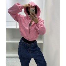 양기모 크롭 후드 파스텔 후드집업점퍼 기모겨울집업 캠핑룩 여행패션